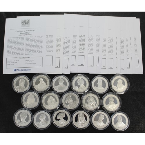 316 - A silver proof £5 selection of 17 coins from the 