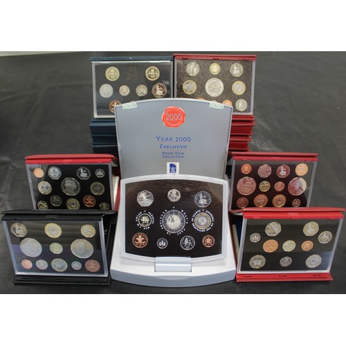 284 - Royal Mint proof sets (16) comprising 1986, 1989 (with claim of rights £2), 1992 (with EEC dual date... 