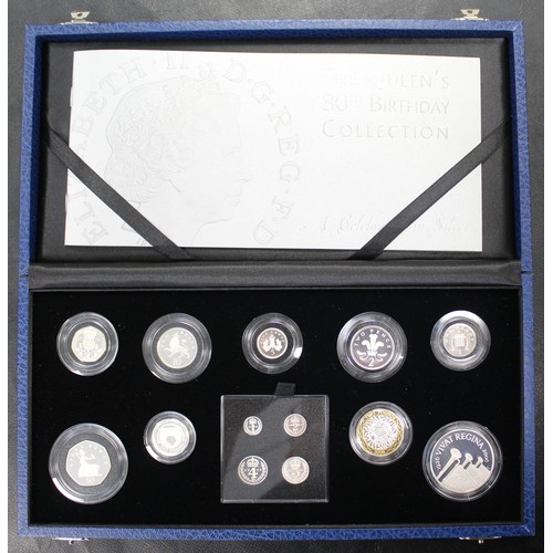 258 - 2006 Silver proof 13-coin set struck to celebrate the 80th birthday of Queen Elizabeth II to include... 