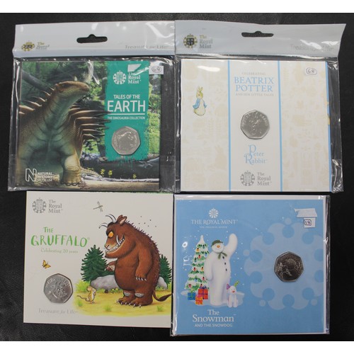 224 - BUNC 50p coins (4) all with young collector interest comprising 2019 The Gruffalo, 2019 Peter Rabbit... 