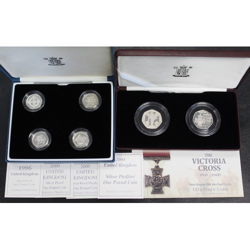 210 - Silver proof & silver proof piedfort coins (6) comprising 1996 £1, 2000 £1, 2000 piedfort £1, 20... 