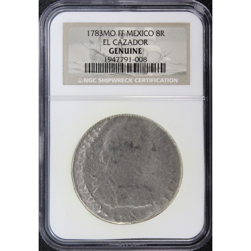 320 - 1783 Mexico 8 Reales recovered from the sunken Spanish warship El Cazador, certified genuine by NGC.... 