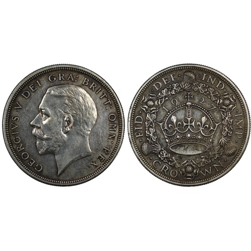 149 - 1927 Proof Crown, George V. Obv. bare head facing left, Rev. crown and date within wreath. Cleaned a... 