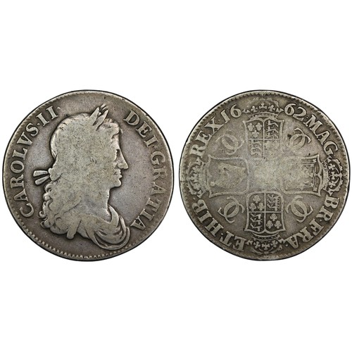 138 - 1662 Crown, Charles II. Plain below bust, the edge heavily worn but appearing spatially without date... 