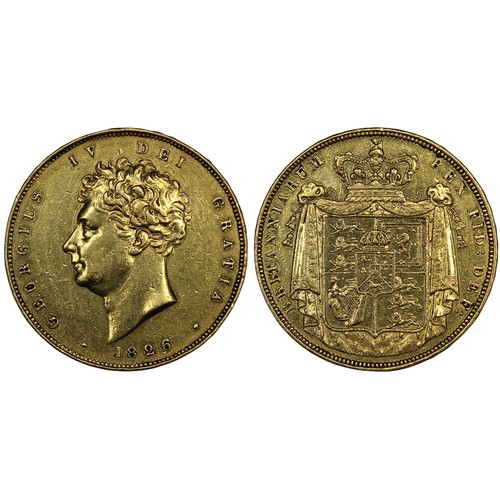 191 - 1826 Proof Double Sovereign, George IV, edge SEPTIMO. Obv. bare bust left, Rev. crowned shield &... 