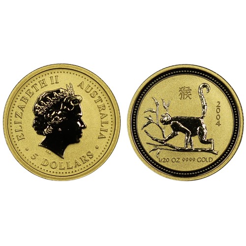 199 - Australia, 2004 1/20oz Gold lunar series Year of the Monkey. In capsule with COA. UNC.