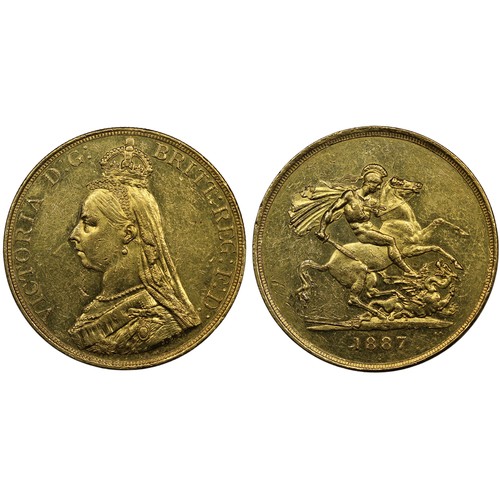 166 - 1887 Queen Victoria specimen 11-coin Jubilee Head specimen set comprising gold five pounds to threep... 