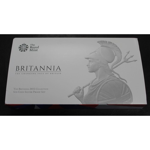 324 - 2015 Silver proof Britannia 6-coin set, Elizabeth II. Occasional minor toning otherwise all as struc... 