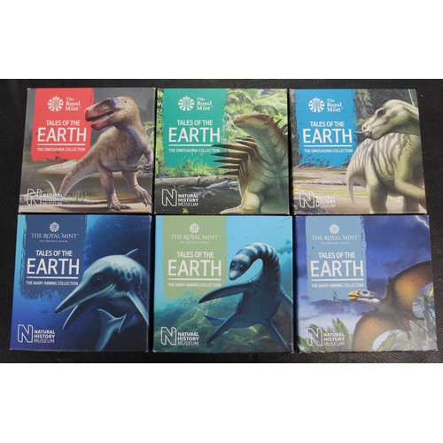 227 - Silver proof 50p coins (6) all with Dinosaur/Tales of the Earth interest comprising 2020 Megalosauru... 