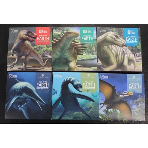 228 - Silver proof 50p coins with colour finishes (6) all with Dinosaur/Tales of the Earth interest compri... 