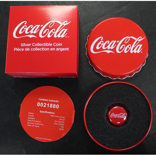 351 - Coca-Cola 2018 Fiji $1 presented in branded presentation tin with COA (#21880) and outer box. As str... 