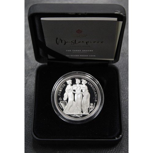 355 - St. Helena, 2021 silver 1oz £1 featuring the Three Graces. An iconic reverse reimagined akin to the ... 