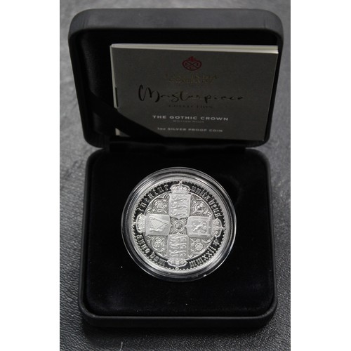 360 - St. Helena, 2022 1oz silver proof Gothic Crown Quartered Arms. The East India Company version of the... 