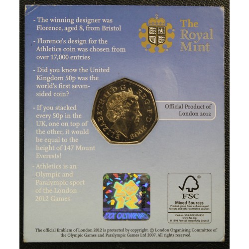 242 - 2009 Blue Peter Olympic 50p in original card of issue. A highly desirable coin, minted in celebratio... 