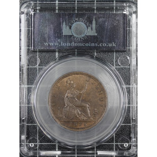 65 - 1878 Penny, CGS 60, Victoria bun head. Gouby BP1878Ab with 13 teeth date spacing. Streaky toning, aE... 