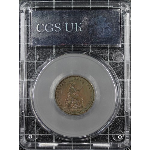 16 - 1831 Farthing, CGS 60, William IV. O. Bare head left with date below, R. seated Britannia. Attractiv... 