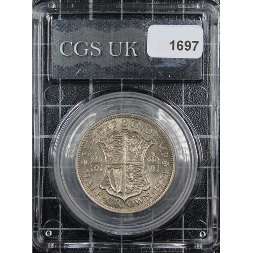 135 - 1934 Halfcrown, CGS 80, George V. Obv. bare head facing left, Rev. uncrowned shield with concave sid... 