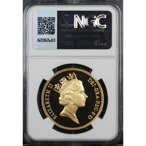 209 - NGC PF68 Ultra Cameo 1985 Proof 5 sovereigns/five pounds, Elizabeth II. Rev. St. George and dragon, ... 