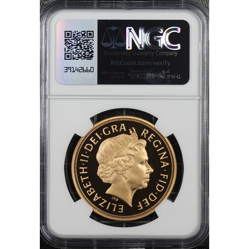 210 - NGC PF69 Ultra Cameo 2002 Proof quintuple sovereign/five pounds, Elizabeth II. Obverse portrait by I... 