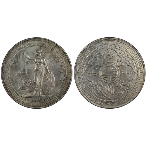 363 - British Trade Dollar, 1908, Edward VII, Bombay Mint. Lightly cleaned underlying brilliance and appea... 