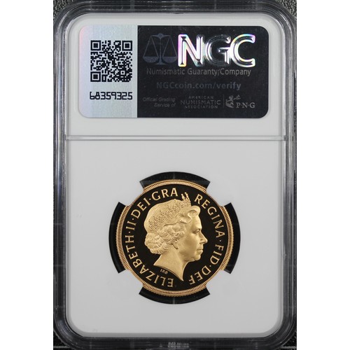 208 - NGC PF69 Ultra Cameo 2005 Proof double sovereign/two pounds, Elizabeth II. Special reverse design wi... 