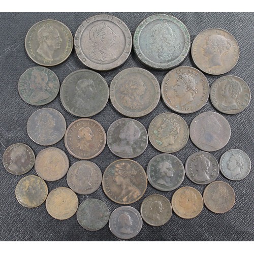 84 - Assorted copper & bronze coins (29) comprising cartwheel twopence to farthings. Mixed grades, po... 