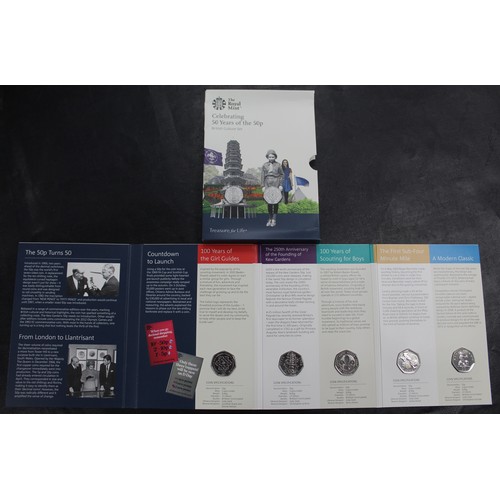 217 - BUNC 2019 50 Years of the 50p Culture Set including the re-issued Kew Gardens 50p. In Royal Mint pac... 