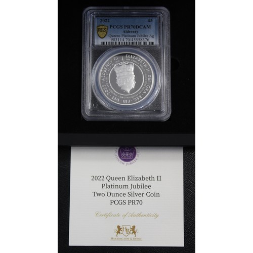 281 - Alderney, PCGS PR70DCAM 2022 Silver proof 2oz £5 coin struck to celebrate the Platinum  Jubilee of Q... 