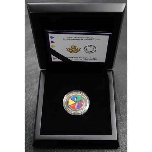 350 - Canada 2017 Trivial Pursuit colourised piedfort silver $25, Elizabeth II. A fun piece celebrating th... 