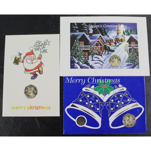 425 - Gibraltar Christmas 50p coins (3) comprising 1992 Santa Claus, 1994 Santa in a Hot Air Balloon &... 