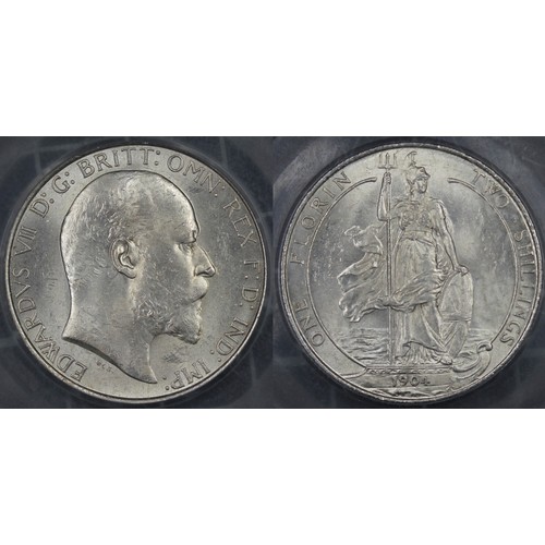 110 - 1904 Florin, CGS80, Edward VII. Obv. Bare head facing right, Rev. Britannia standing on ship's bow. ... 