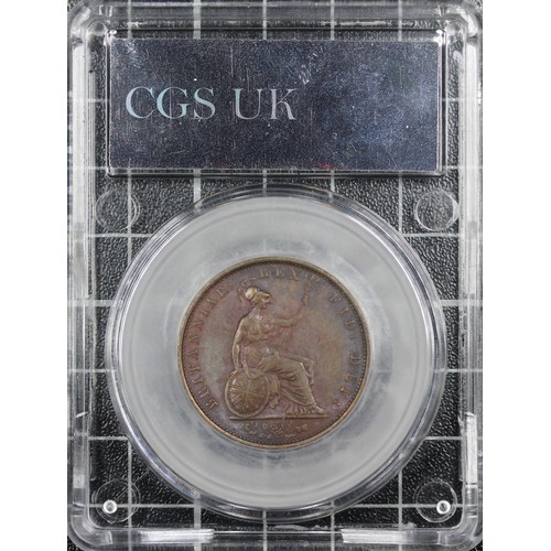 56 - 1831 Half penny, CGS 60, William IV. O. bare head facing right, date below, R. seated Britannia, rig... 