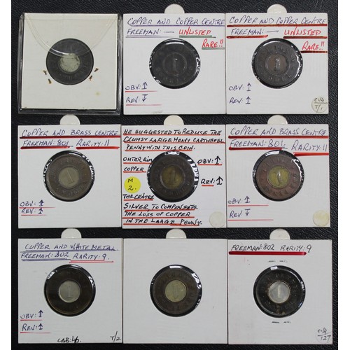 25 - An assortment of Model Pennies (9) by J. Moore. All well annotated and includes example of Freeman 8... 