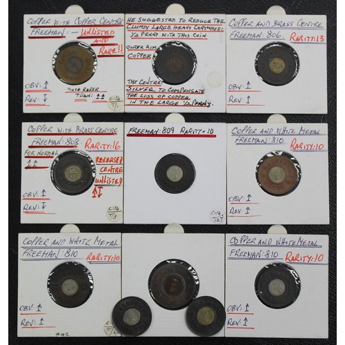 24 - An assortment of Model half pennies (10) and penny (1) by J. Moore. All well annotated and includes ... 