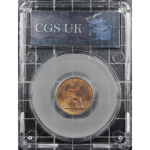 17 - 1881-H Farthing, CGS 80, Victoria. O. young  