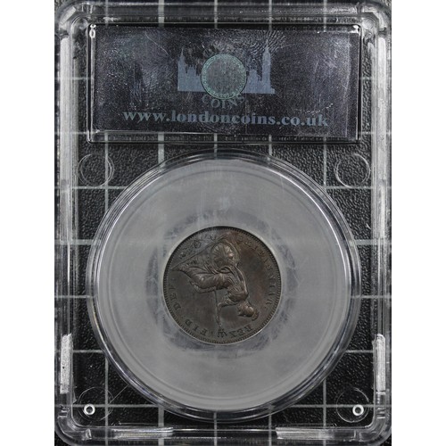7 - 1830 Farthing, CGS 80, George IV second issue. O. bare head left, R. seated Britannia with legend ar... 