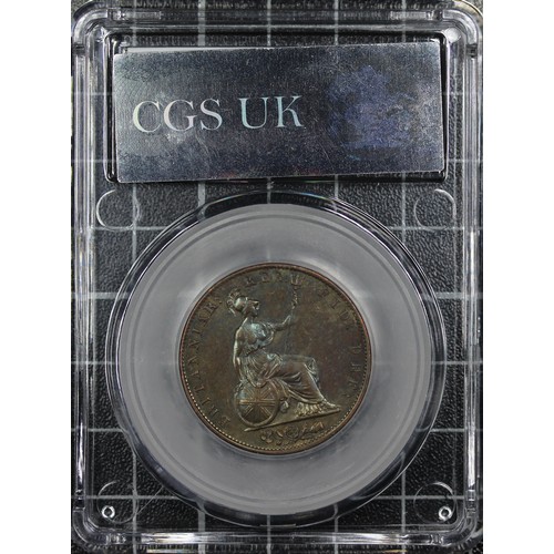 31 - 1847 Half Penny, CGS 60, Victoria. O. young head left, date below, R. Britannia seated facing right,... 