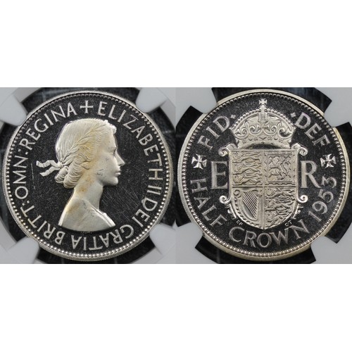 33 - 1953 Proof Halfcrown, NGC PF65 Ultra Cameo, Elizabeth II. O. laureate bust right, I of DEI to bead, ... 
