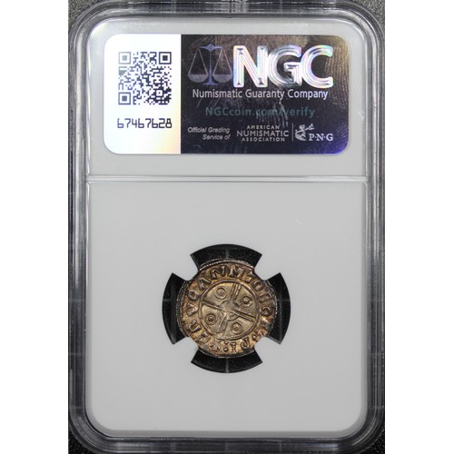 5 - NGC MS62 Late Anglo-Saxon coinage, Cnut, pointed helmet type penny (Moneyer/mint Crucan on York). At... 