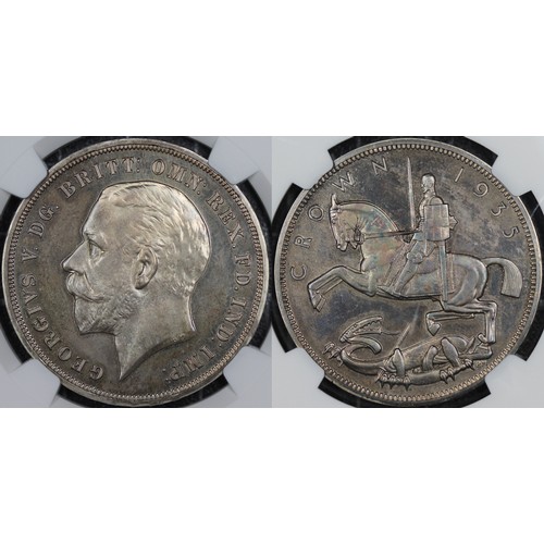 42 - 1935 Raised Edge Proof Crown, NGC PF62, George V. Richly toned with flashy surfaces under light. Ple... 
