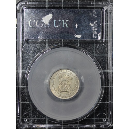 171 - 1921 Sixpence, CGS 82, George V. O. Bare head left, R. Lion on crown dividing date. UNC much lustre ... 
