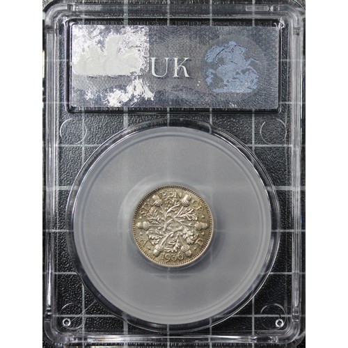 180 - 1936 Sixpence, CGS 85, George V. O. Bare head left, R. three oak sprigs with six acorns. Choice UNC ... 