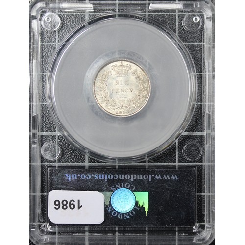 157 - 1853 Sixpence, CGS 80, Victoria. O. first young head left, R. SIX PENCE in wreath, date below. UNC w... 