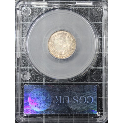 158 - 1874 Sixpence, CGS 80, Victoria. O. second young head left, R. SIX PENCE in wreath, crosslet 4's in ... 