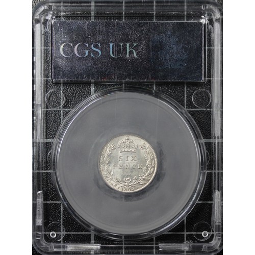 162 - 1898 Sixpence, CGS 80, Victoria. O. veiled head left, R. SIX PENCE in wreath with large date below. ... 