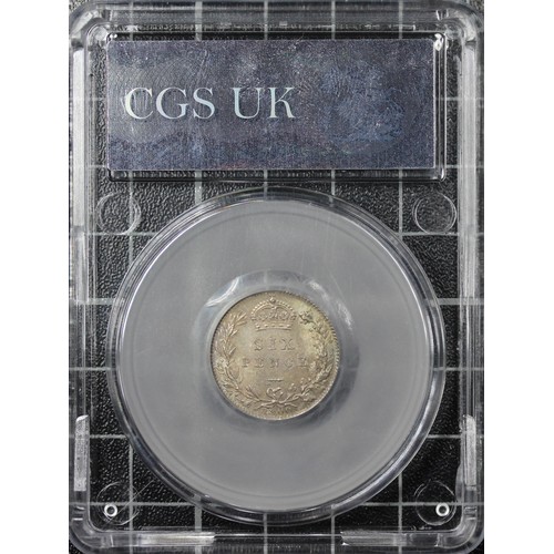 164 - 1900 Sixpence, CGS 85, Victoria. O. veiled head left, R. SIX PENCE in wreath with date below. About ... 