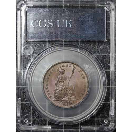 48 - 1826 Half Penny, CGS 80. George IV. O. laureate head left, R. two incuse lines on saltire (rev. A) w... 