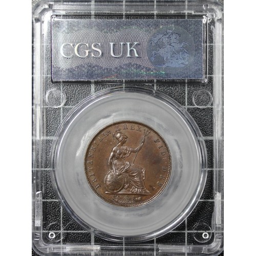 50 - 1834 Half penny, CGS 65, William IV. O. bare head facing right, date below, R. seated Britannia, rig... 
