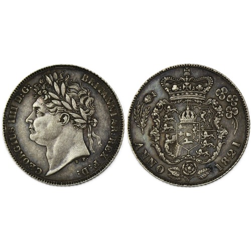 154 - 1821 Sixpence, George IV. O. Laureate bust, R. ornate crowned garnished shield. Deeply toned, EF or ... 