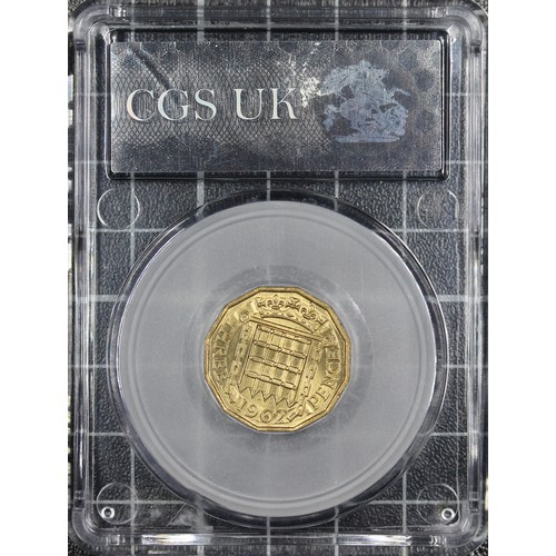 127 - 1962 Brass threepence, CGS 85, Elizabeth II. O. young laureate head right, R. crowned portcullis wit... 